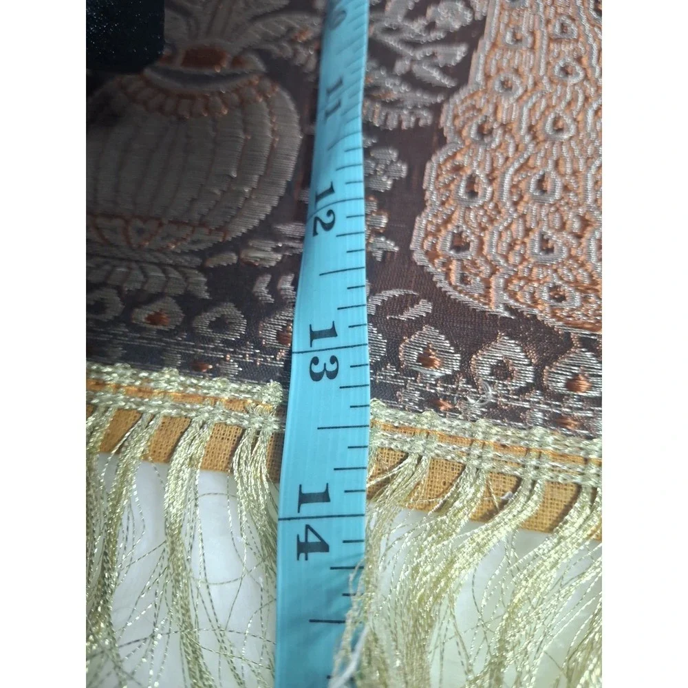 Vintage Peacock Woven Tapestry Wall Hanging Fringed Textile Boho India Pocket